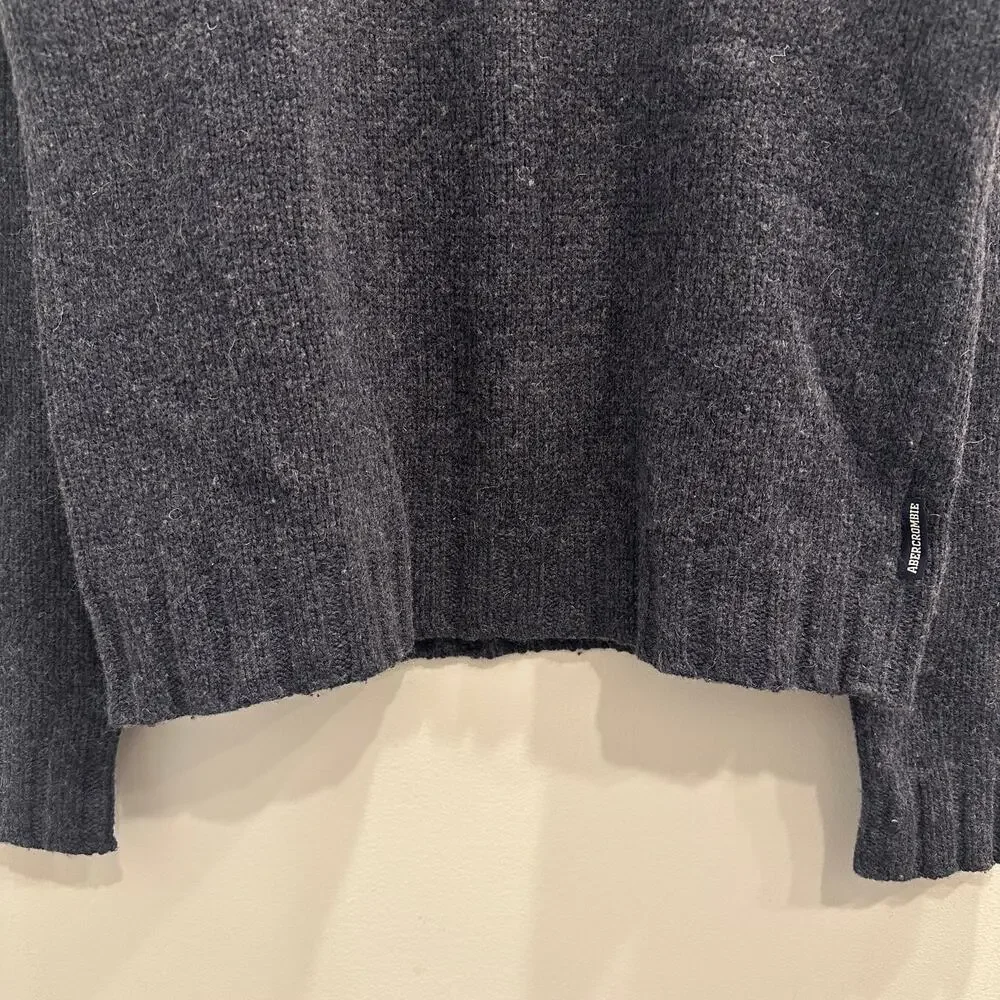 VTG Y2K Abercrombie & Fitch Gray Wool Sweater Sz Small Academia Preppy Old Money